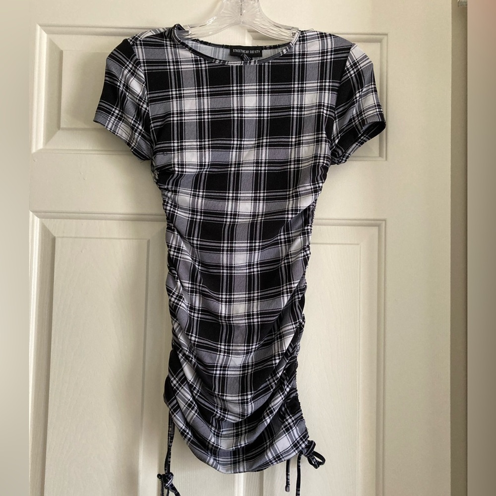 Streetwear Society Plaid Asymmetrical Dress